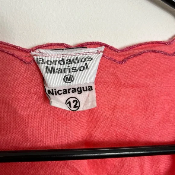 Handmade Embroidered Linen Blouse Sz M - Picture 5 of 9